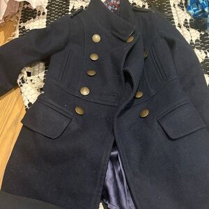 Oscar de la Renta Navy wool Pea Coat with Gold Buttons